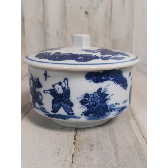 VINTAGE JAPANESE Karako Pattern Lidded Rice Bowl - Picture 4 of 7